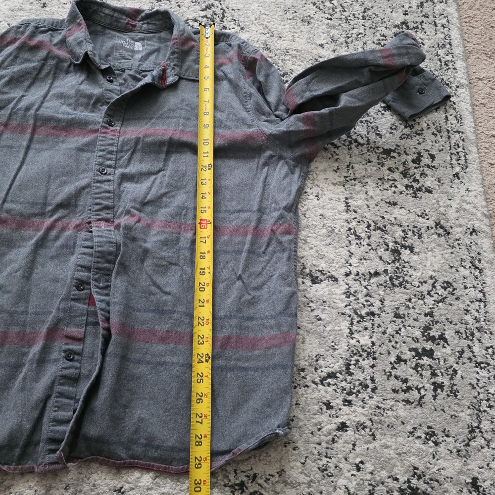 The North Face Plaid Button Up Flannel Cotton Shirt Mens XXL Gray Red - Picture 7 of 8